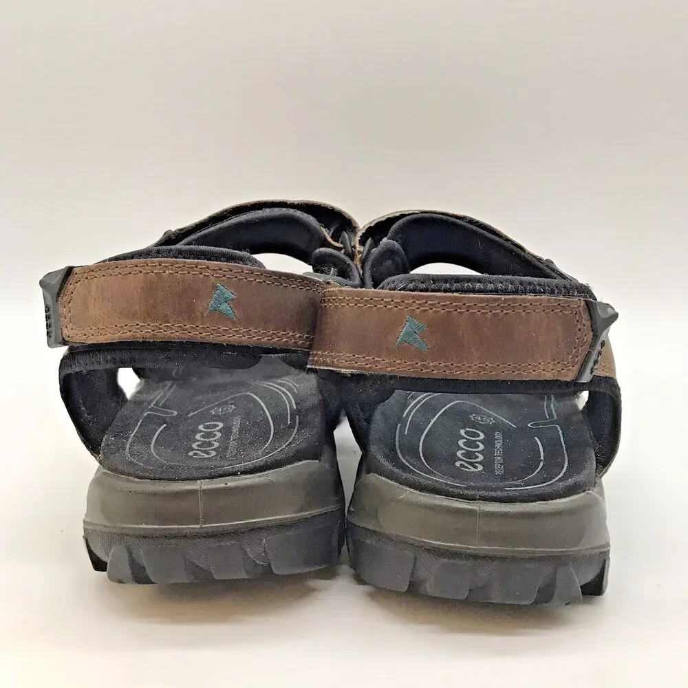 ECCO Receptor Technology Sports Sandals Men's 12 EU 45 Brown Leather Hook & Loop